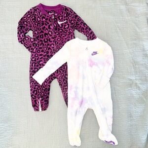 (2) Nike 3M Footed Zip Baby Girls Pajamas